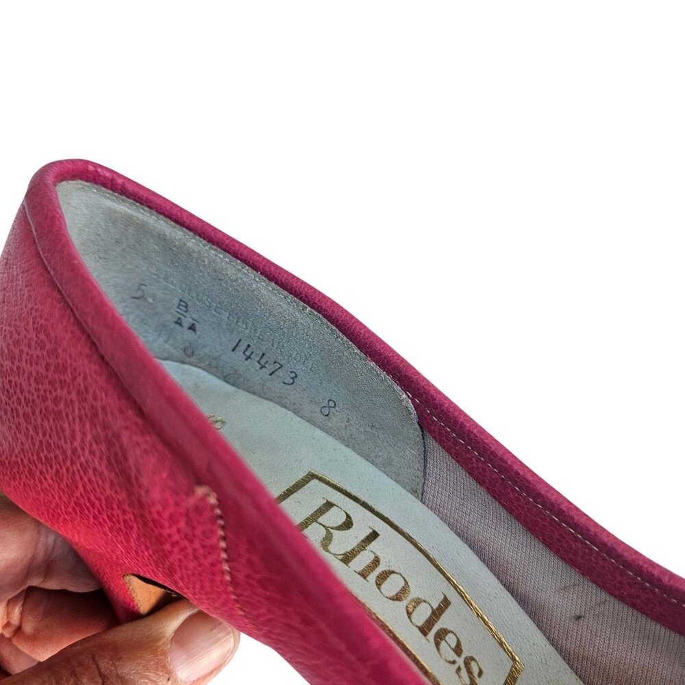 Vintage 50s Pink Leather Kitten Heel Pumps Sz 5B Rhodes Mr. Neal - Picture 12 of 16